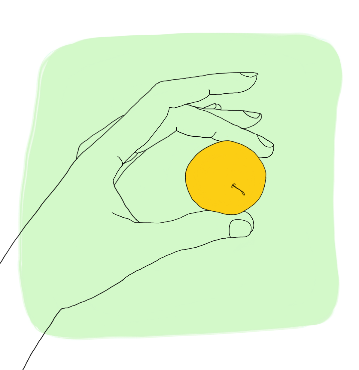Illustration of a hand holding a lemon, The Fresh Collective