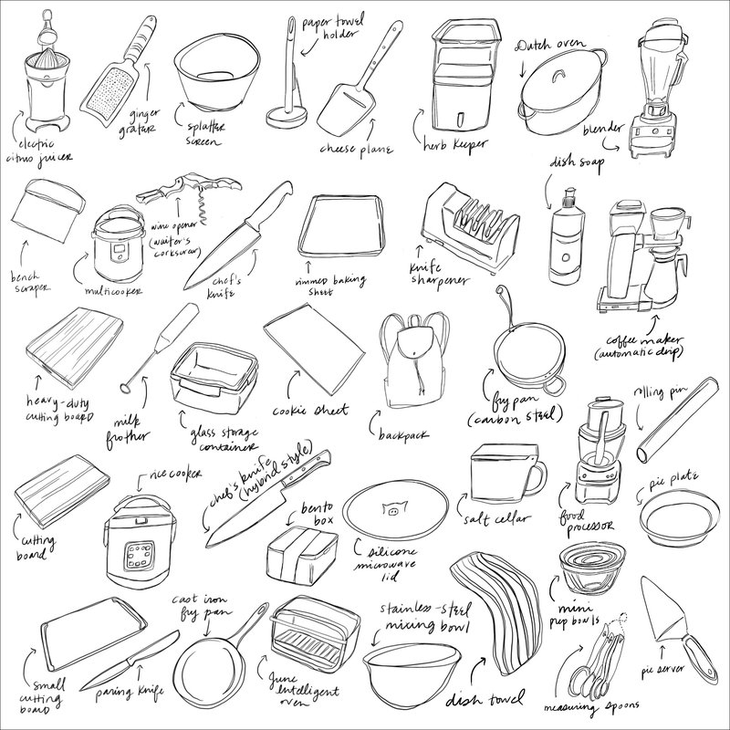Illustrated guide to kitchen tools and cookware
